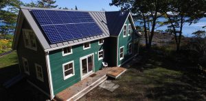 Maine house with solar panels on the roof